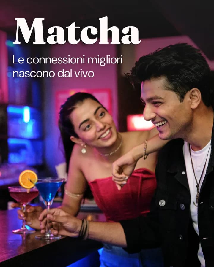 Instagram post: a couple laughing at a bar, the best connections happen in person